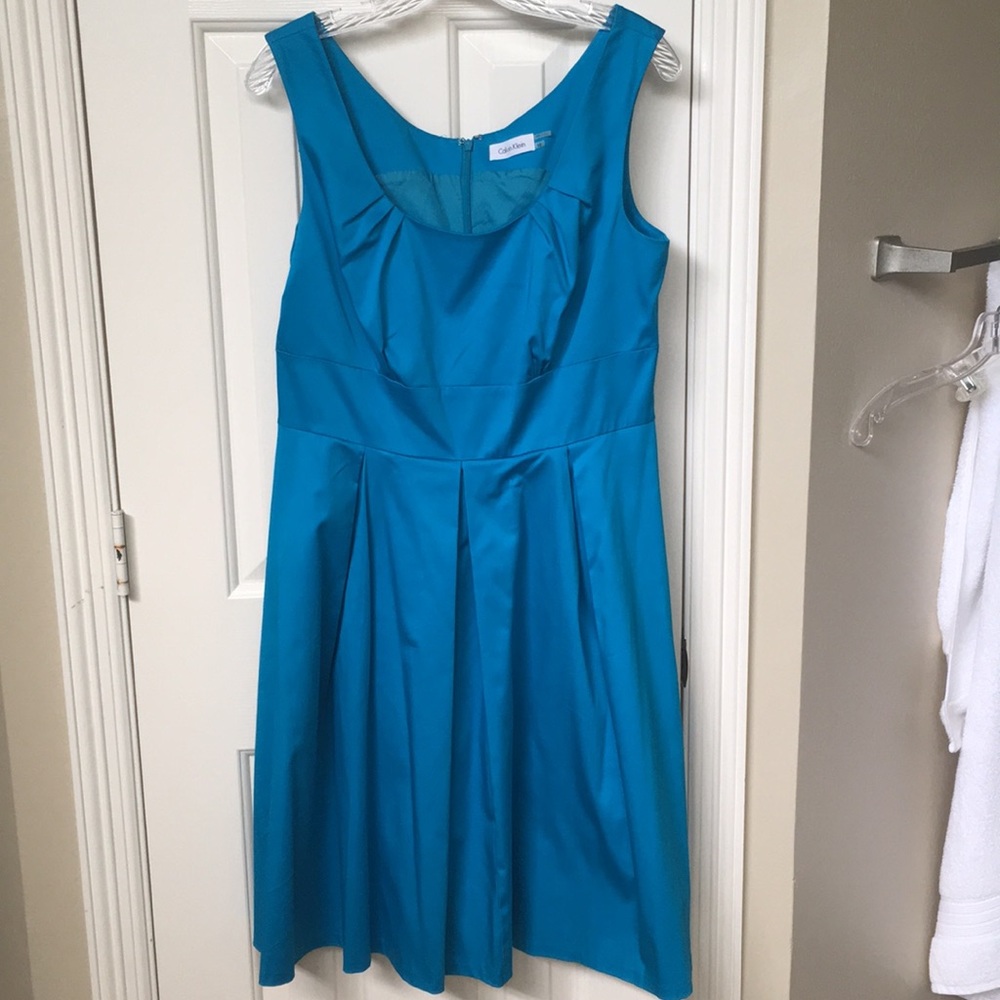 Calvin Klein fit and flare blue dress